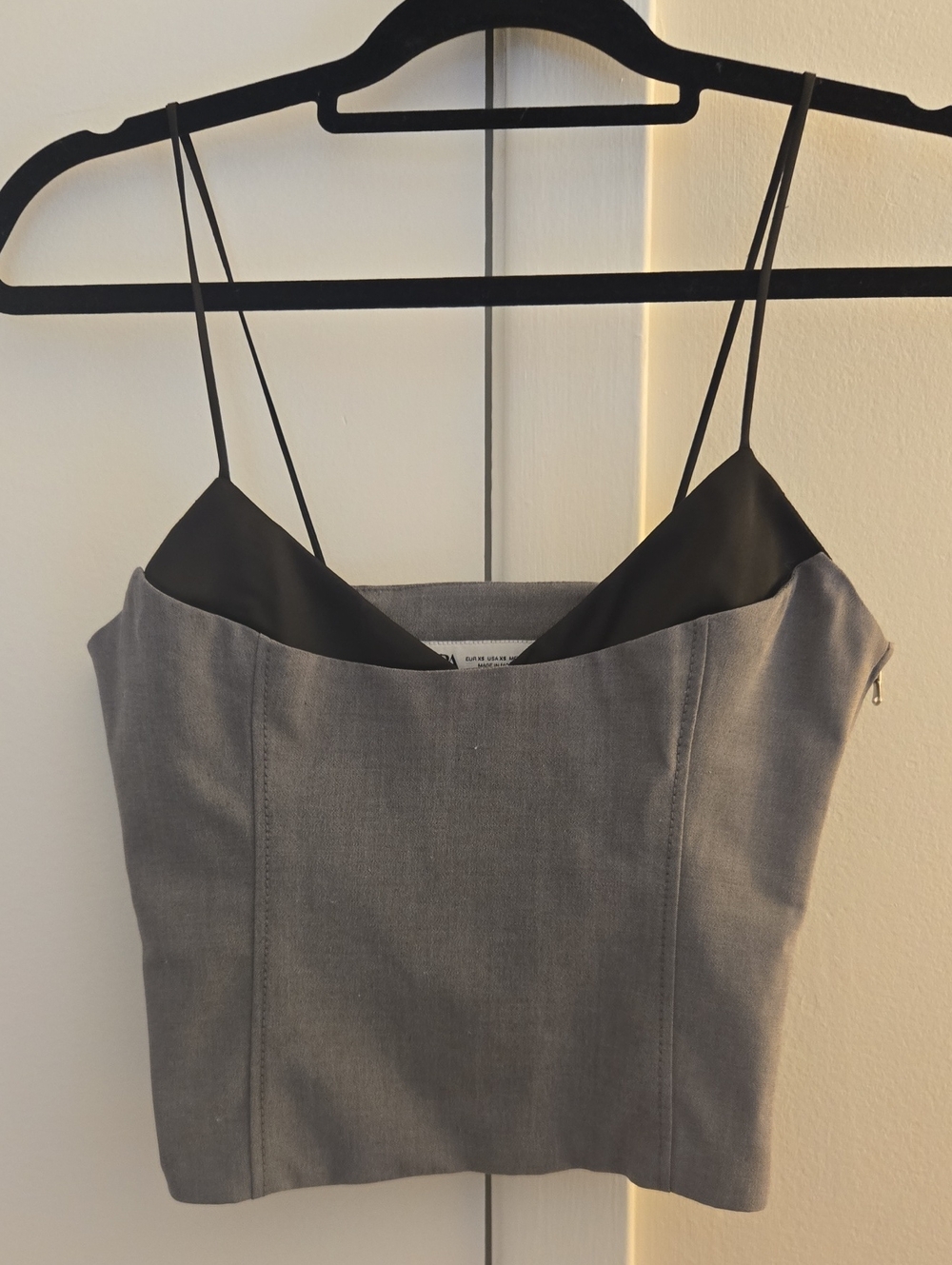 Zara Gray Bustier Camisole with Black Trim